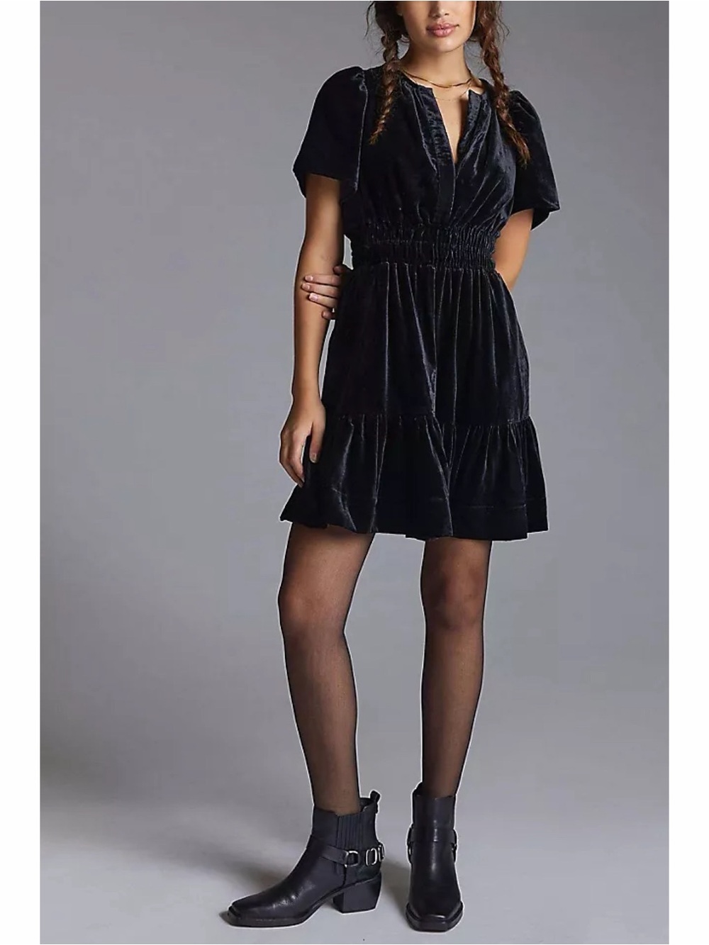Anthropologie Maeve Somerset Velvet Mini Dress